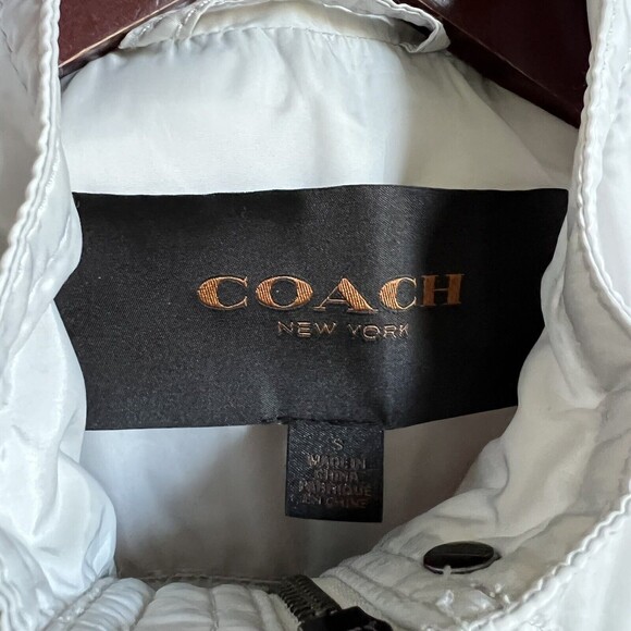 Coach Quilted Jacket Size S Cream - Picture 5 of 9